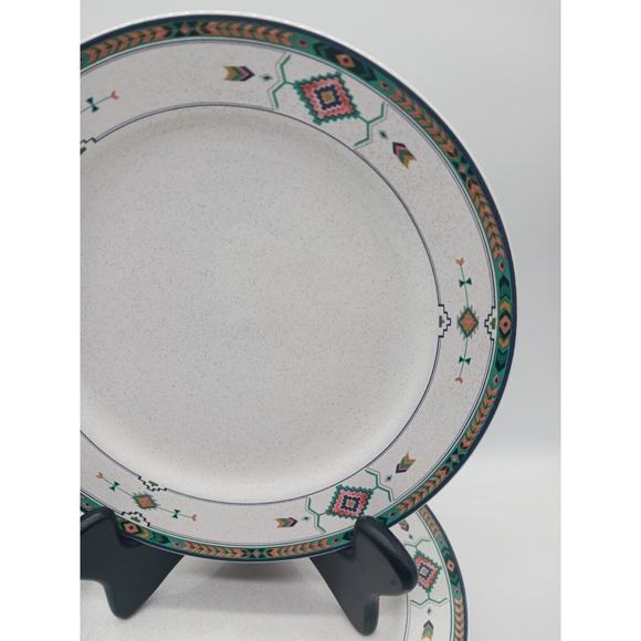 4 Salad Plates Studio Nova Adirondack Mauve Geen Aztec Southwestern Y2201 - Picture 3 of 10